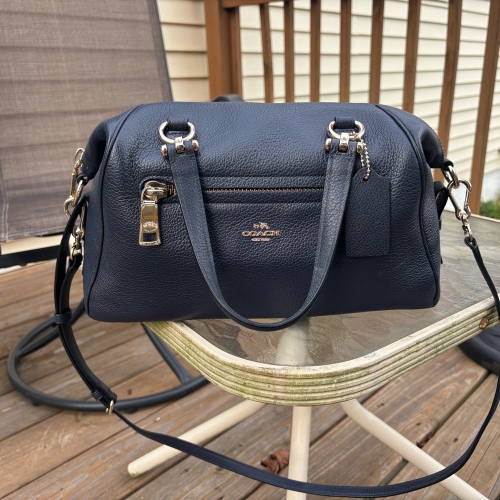 Coach Navy Leather Satchel